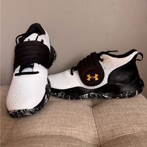 Under Armour Kids' White and Black Sneakers with Gold Logo